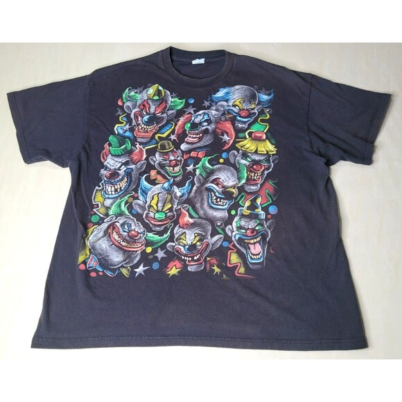Y2K Delta Tag Killer Laughing Evil Clowns Graphic Men's XXL Black T-Shirt - Picture 1 of 16
